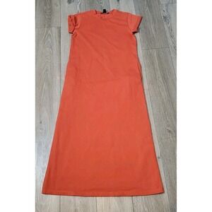 AllSaints Ann Maxi Dress Womens Size 0 Orange Cotton Side Slits Long Casual